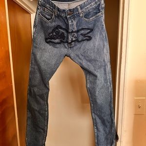 Ice-cream denim with Fox embroidery